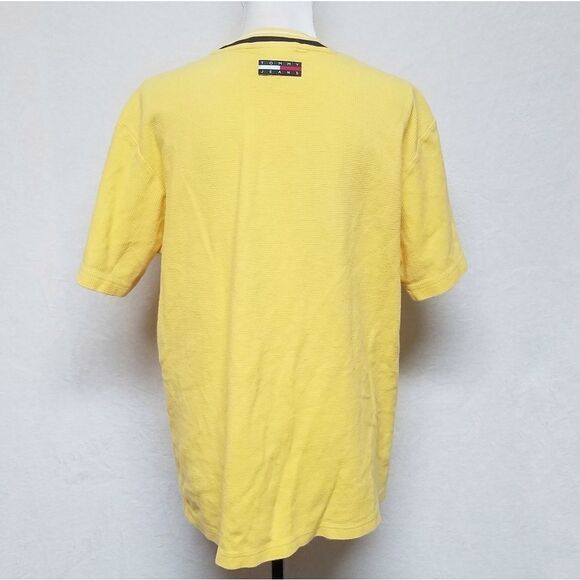VINTAGE Tommy Hilfiger Yellow V-neck Thermal Tee - Picture 11 of 13